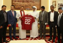 අමාත්ය නාමල් රාජපක්ෂ මහතා කටාර් පාපන්දු සභාපති ෂෙයික් හමාඩ් බින් කලීෆා අල් තානි මහතා හමුවිය.