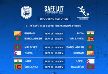 U17 දකුණු ආසියානු පාපන්දු ශූරතාවලියේ කණ්ඩායම් දිවයිනට.
